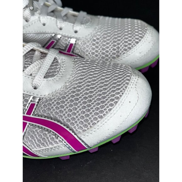 ASICS Womens Hyper-Rocketgirl 5 Track Shoes 9.5 White/Fuschia/Apple Green - Picture 4 of 8